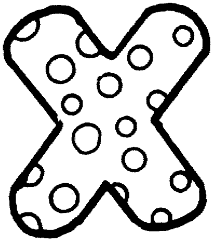 Letter  X With Polka Dot Coloring Page